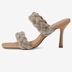 STEVE MADDEN Dymes Rhinestone Heeled Sandal - Nude